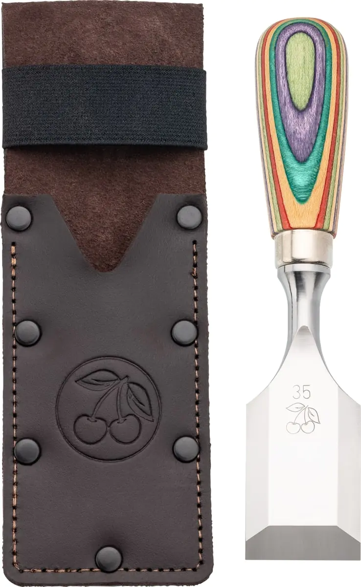 W.I.N.A.C. Scalpello corto 35 mm in custodia in pelle con manico da skateboard KIRSCHEN