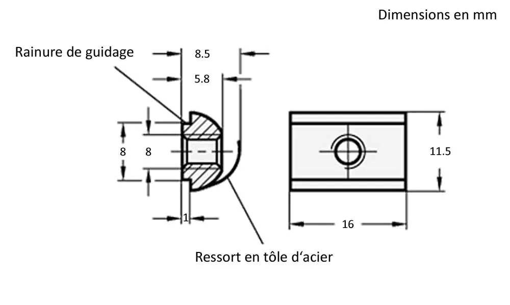 Slide Nut with thread M8 suitable for INCRA T-Tracks Slide Nut with thread M8 suitable for INCRA T-Tracks