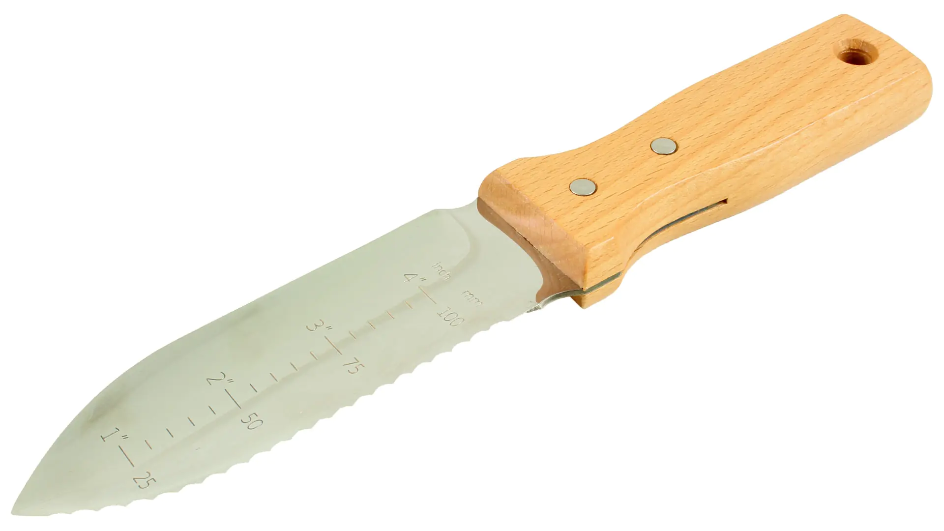 Coltello per scavo (Hori Hori) corto, in acciaio inox ed impugnatura in legno, NISAKU Coltello per scavo (Hori Hori) corto, in acciaio inox ed impugnatura in legno, NISAKU