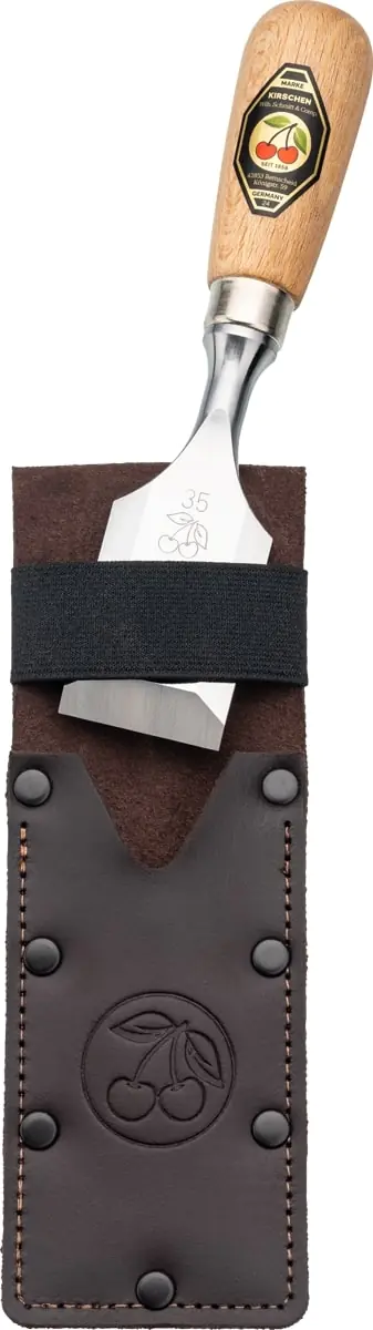 Corta scalpelli 35 mm in custodia di pelle con manico in faggio KIRSCHEN