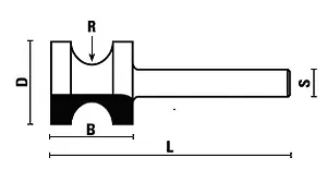 Fresa semitonda con gambo da 8 mm