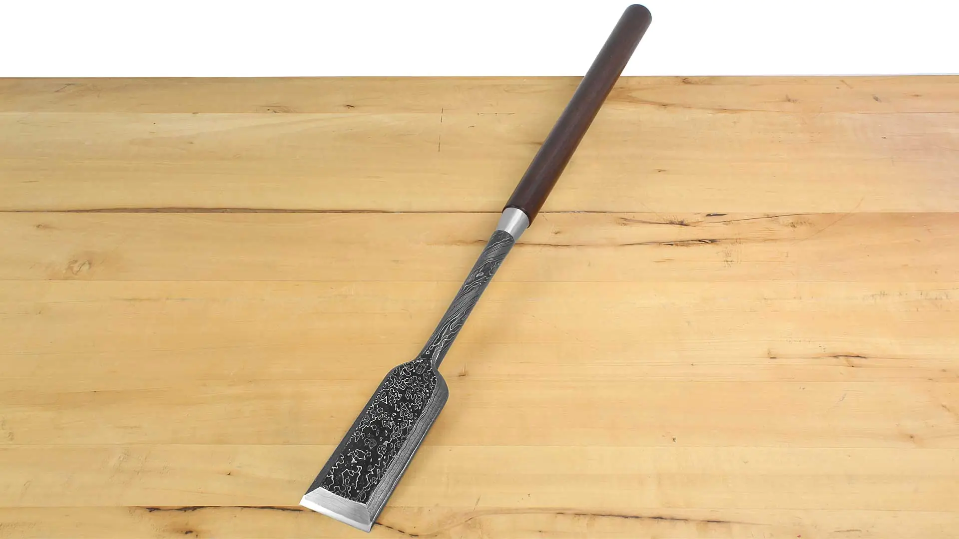 Sashi Mokume Nomi 48 mm - Scalpello giappponese da carpentiere lama in acciaio Suminagashi lunghezza totale 630 mm TASAI