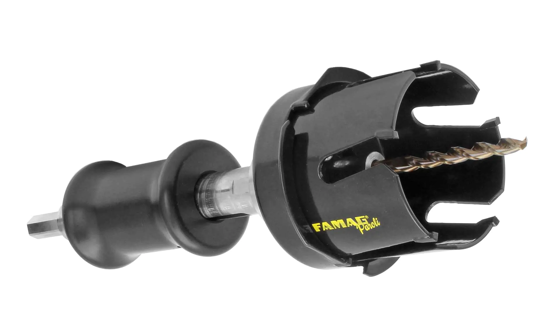 Set of TC PAROLI Hole Saws 45-50-57-60-68-80mm incl. edge countersink cap for Ø 68 mm + Pumpshank incl. 6 adapters & HSS centre drill Set of TC PAROLI Hole Saws 45-50-57-60-68-80mm incl. edge countersink cap for Ø 68 mm + Pumpshank incl. 6 adapters & HSS centre drill