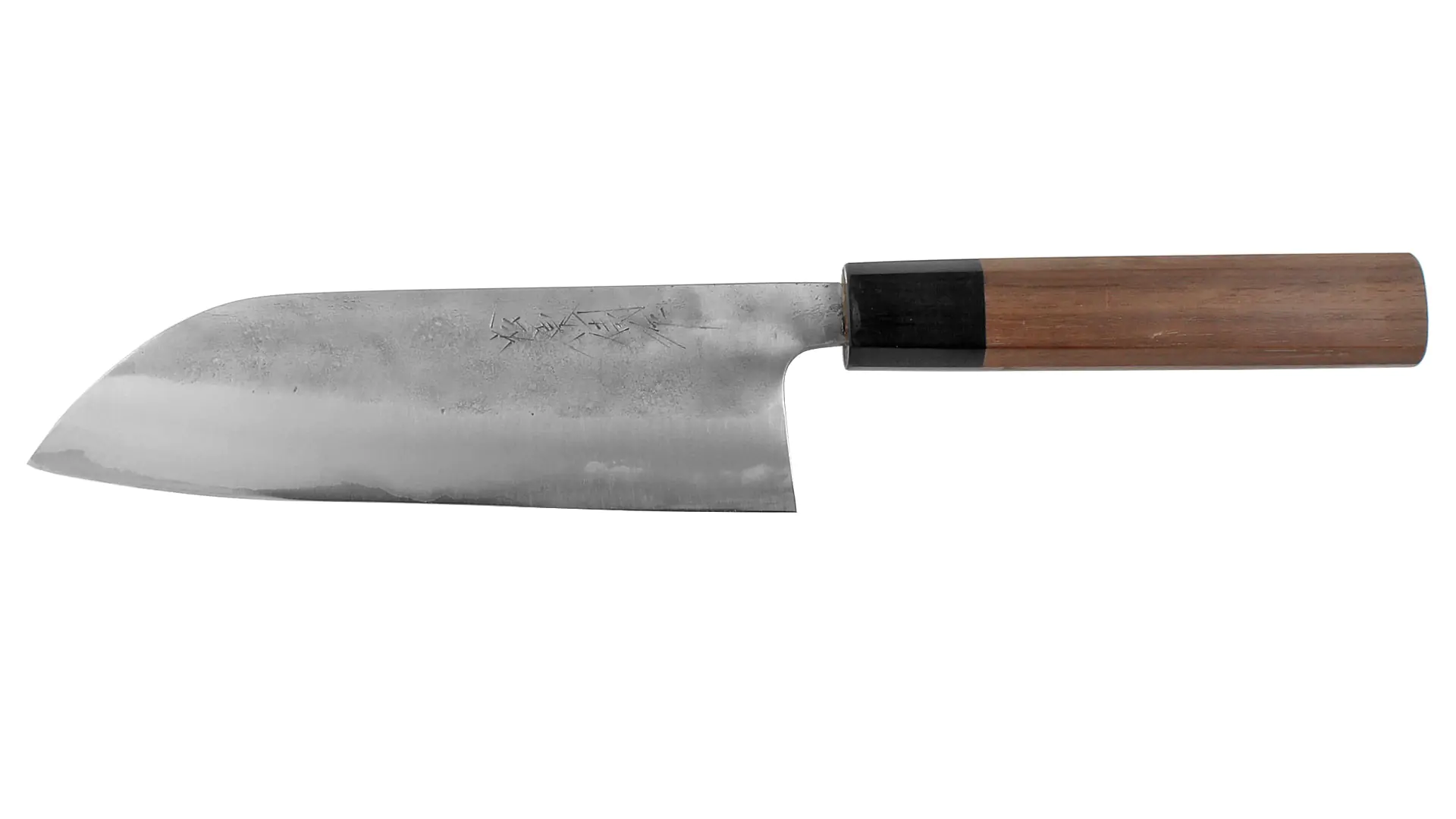 Nashiji Santoku Blade Length 165 mm Jap. Kitchen Knife Aogami No. 1  Walnut Handle KATSUTO TANAKA Nashiji Santoku Blade Length 165 mm Jap. Kitchen Knife Aogami No. 1  Walnut Handle KATSUTO TANAKA