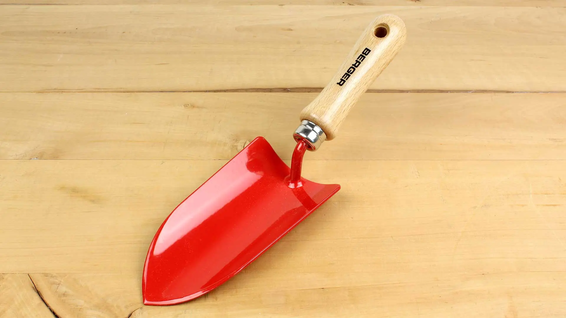 Cazzuola per piantare larga con manico di legno lunghezza totale 305 mm BERGER