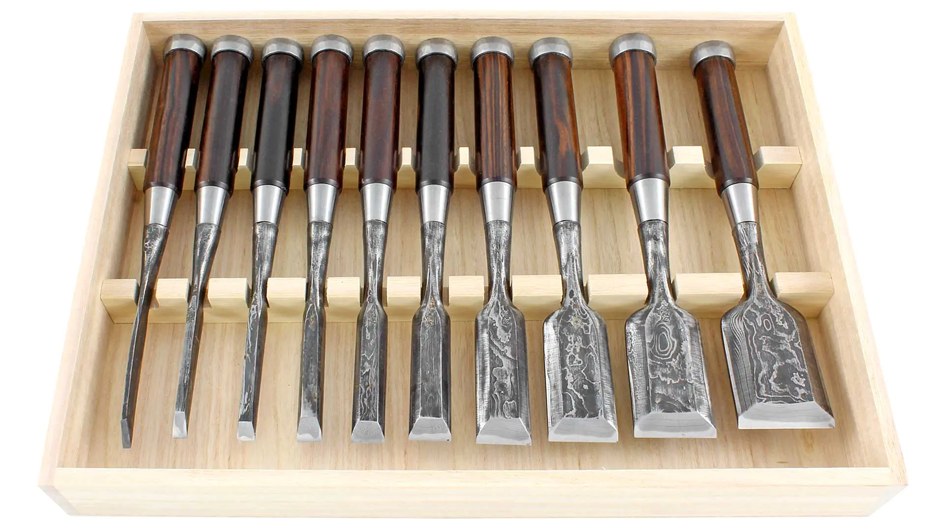 Set di 10 Scalpelli giapponesi acciaio damascato Suminagashi DAITEI