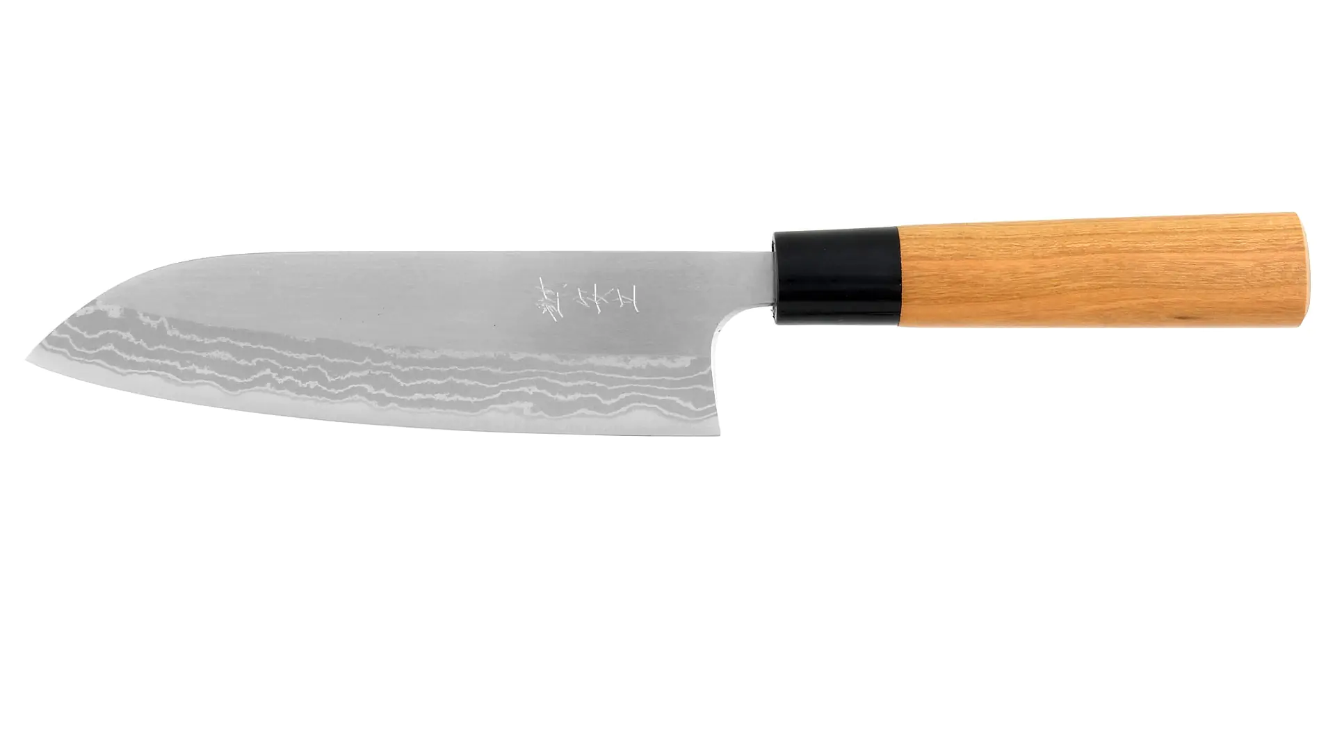 Santoku - Coltello giapponese multiuso in acciaio di damasco/acciaio bianco lama 165 mm KATSUSHIGE ANRYU