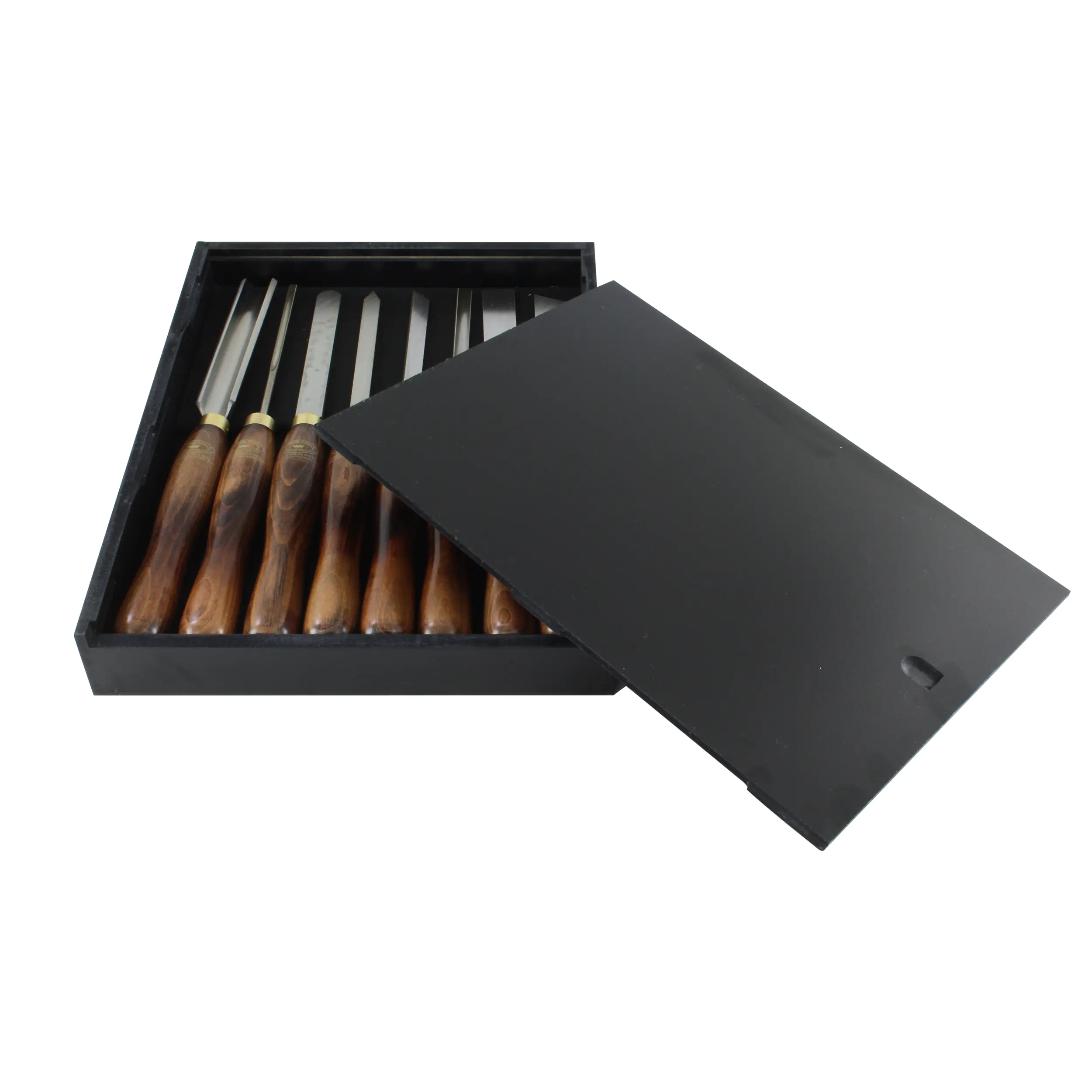 Set di 8 sgorbie in cassetto di legno CROWN Set di 8 sgorbie in cassetto di legno CROWN