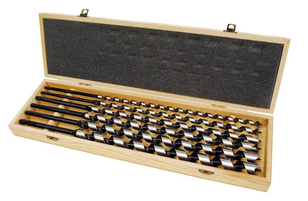 Set di 6 trivelle a elica 10-12-14-16-18-20 mm LT 460 mm in scatola di legno Set di 6 trivelle a elica 10-12-14-16-18-20 mm LT 460 mm in scatola di legno