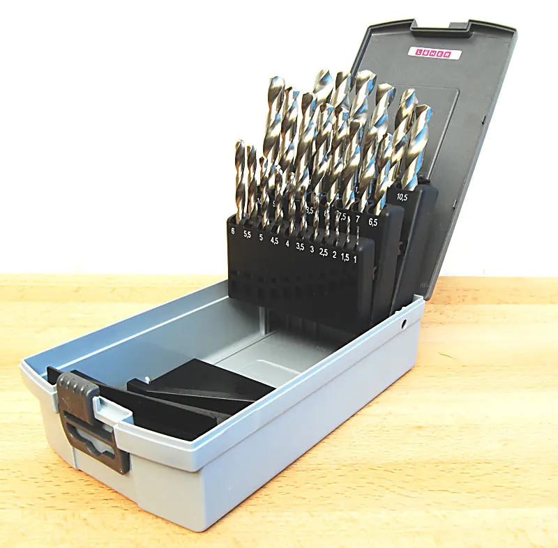 Set punte elicoidali HSS 1,0 - 13,0 mm con incremento di 0,5 mm LOEHER-LB2 840/01 punte molate -  in custodia di plastica