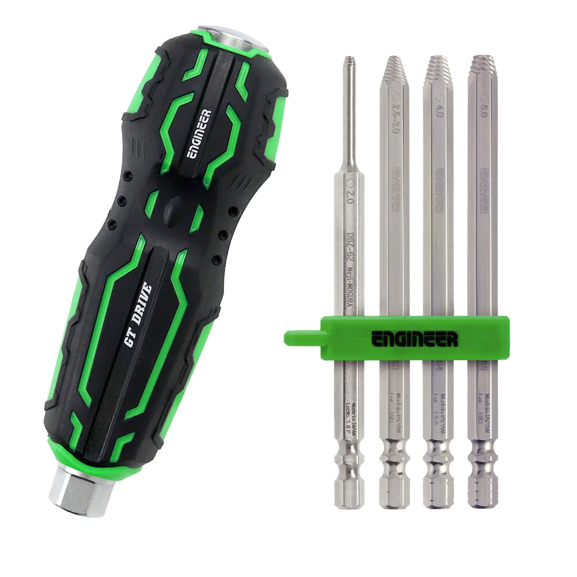 Set di estrattori 4 in 1 da 105 mm per viti con esagono incassato + Impugnatura ergonomica e confortevole ENGINEER