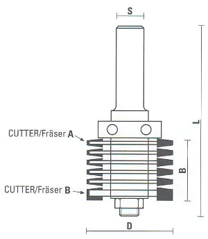 Fresa per giunzioni parallele con anello di spinta TCT D=39.7mm B=36mm L=96mm Z=2 S=12mm KLEIN