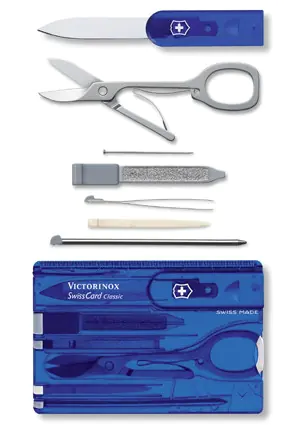 SWISSCARD CLASSIC blu trasparente 10 funzioni VICTORINOX
