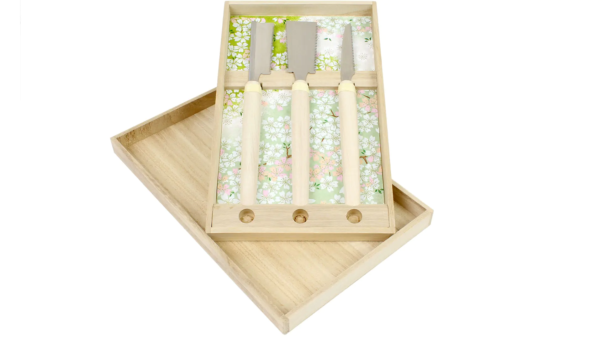 Set di 3 Seghe giapponesi mini in una scatoletta di legno lunghezza manico 130 mm HISHIKA