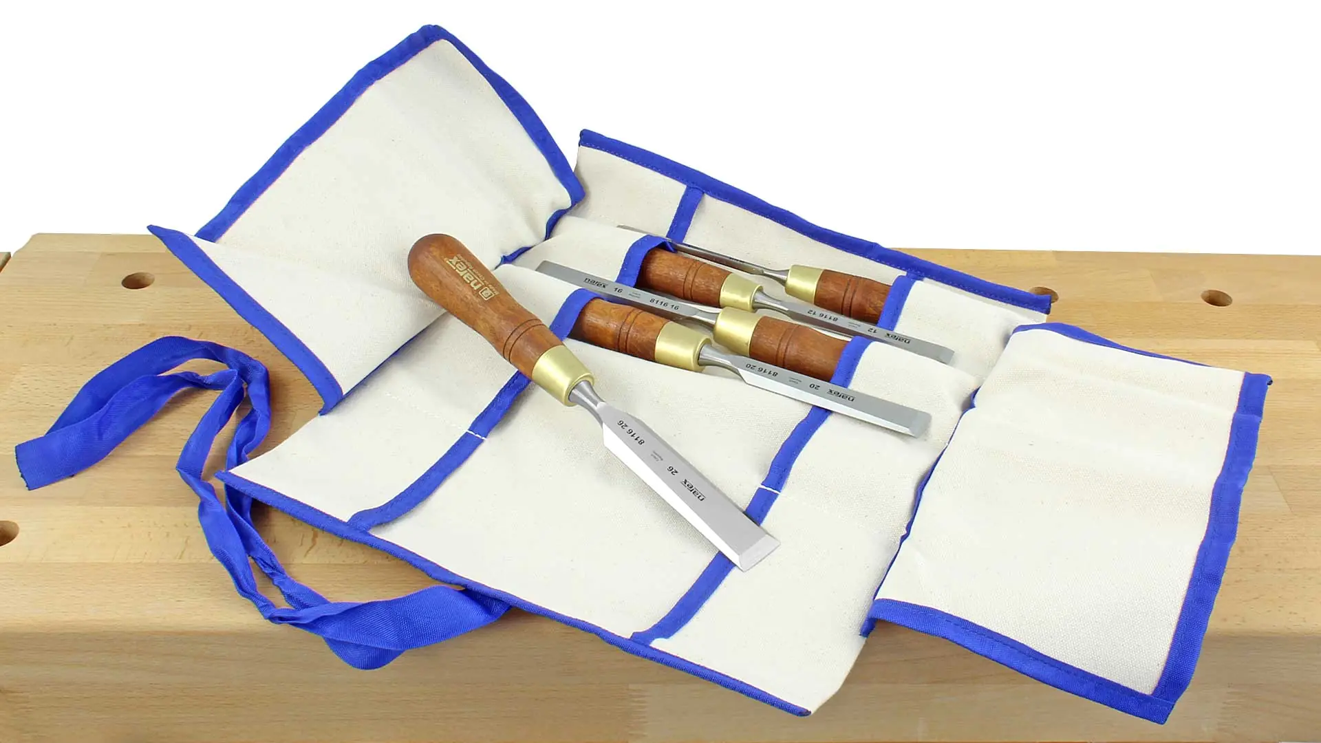 Set da 5 scalpelli 6-12-16-20-26mm in rotolo di tessuto WOOD LINE PLUS NAREX