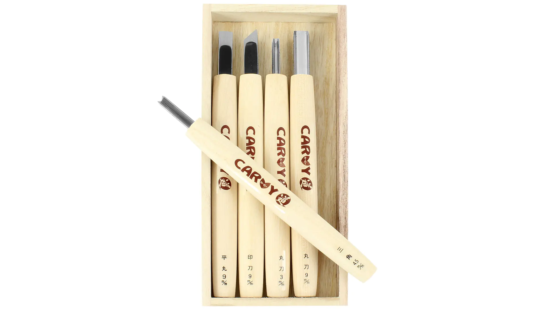 CARVY Set di 5 sgorbie giapponesi lunghezza maniglia 145 mm lunghezza totale 175 mm