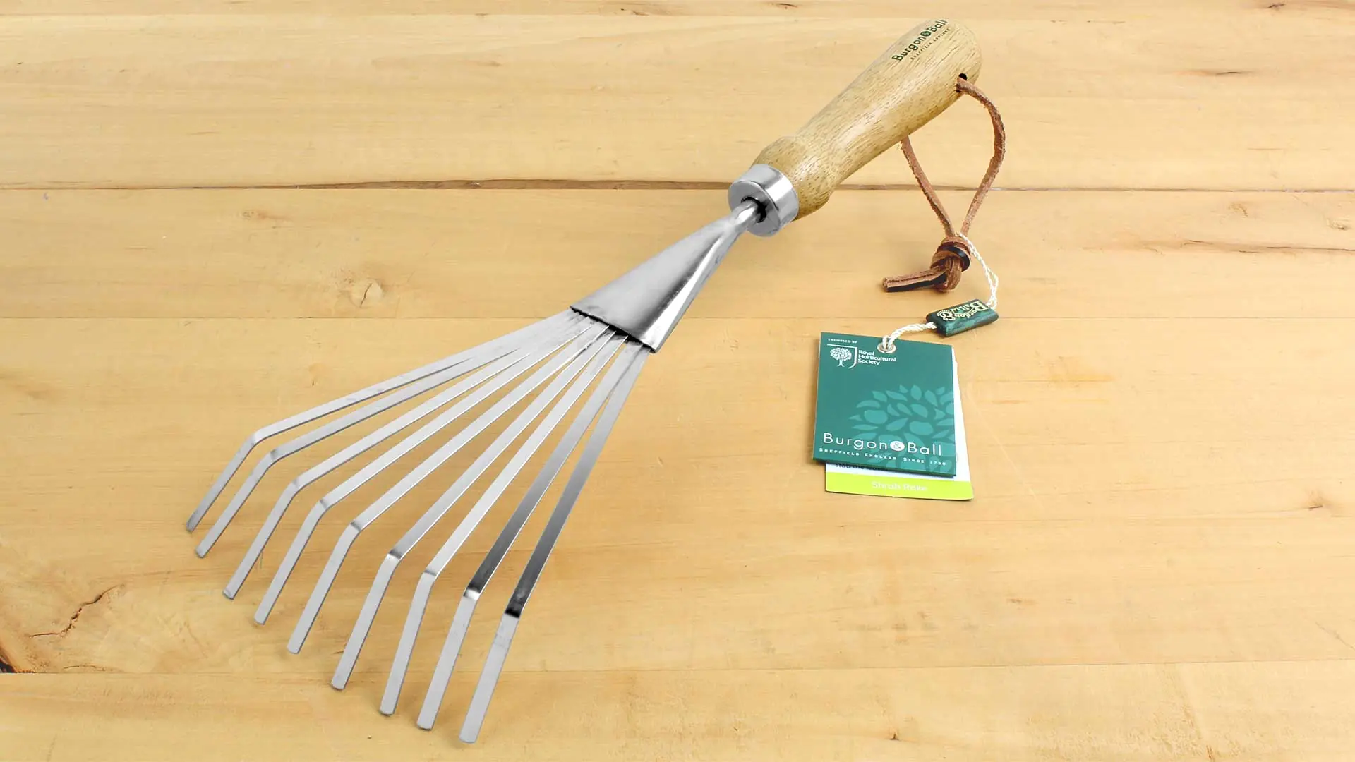 Rastrello acciaio inox con manico di legno lunghezza totale 410 mm BURGON & BALL