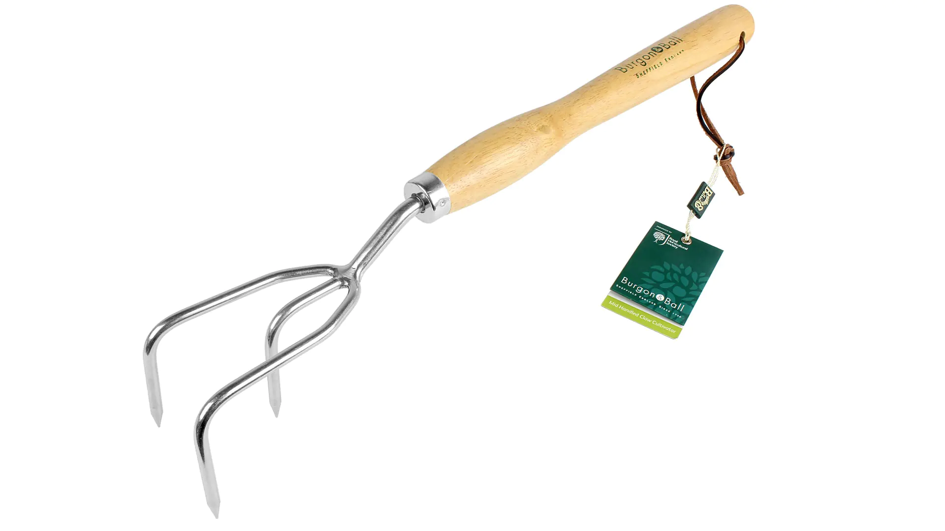 Artiglio per erbacce acciaio inox con manico di legno lungo lunghezza totale 460 mm BURGON & BALL
