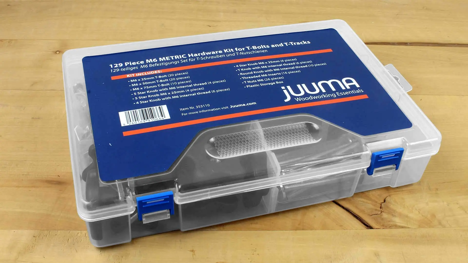 129 Piece Set of star knobs and T-bolts for JUUMA T-Tracks 129 Piece Set of star knobs and T-bolts for JUUMA T-Tracks