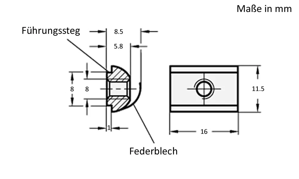Slide Nut with thread M8 suitable for INCRA T-Tracks Slide Nut with thread M8 suitable for INCRA T-Tracks