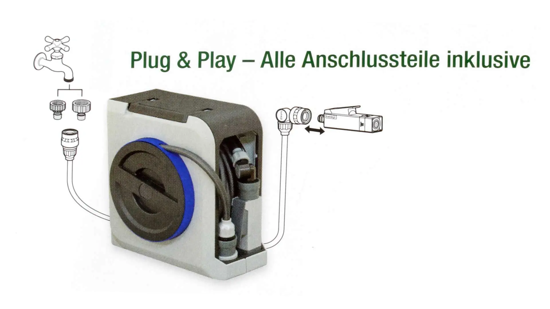 Compact hose reel MINI-BOX 10 + 1.5 mTAKAGI Compact hose reel MINI-BOX 10 + 1.5 mTAKAGI