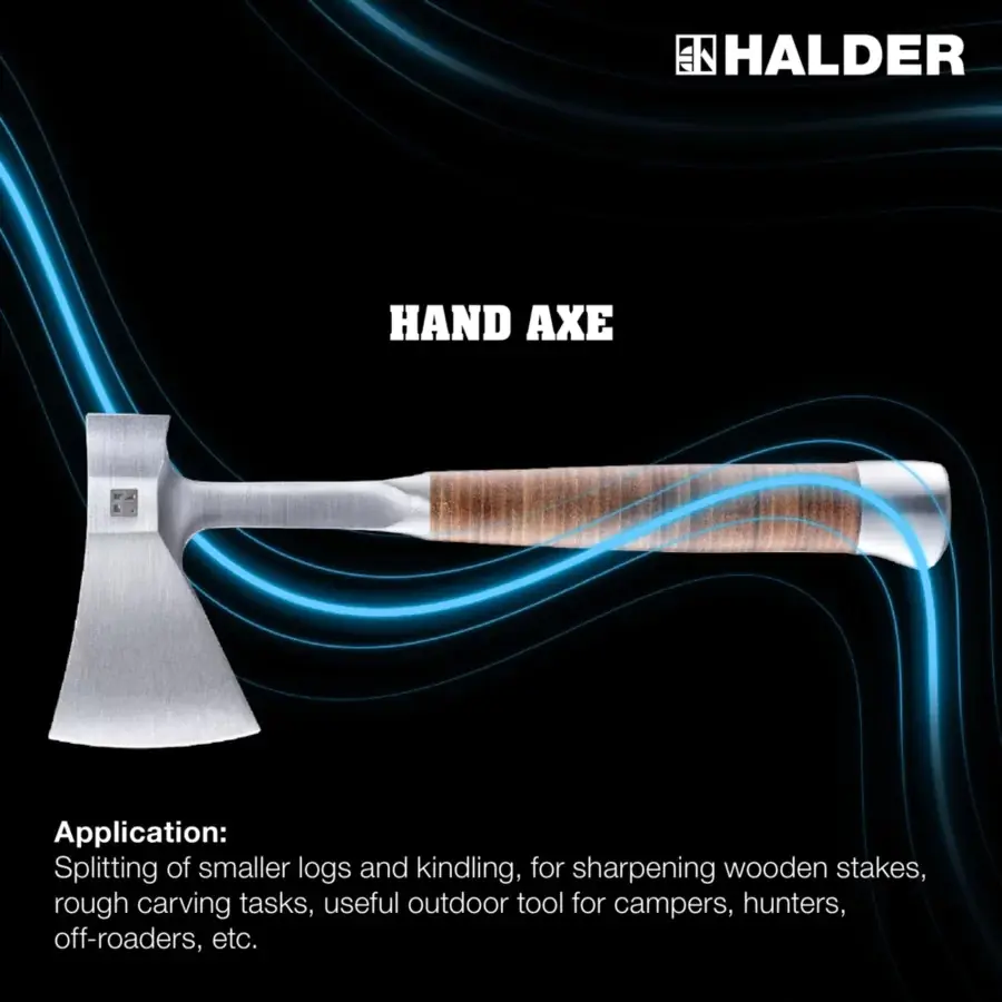 Ascia a mano con impugnatura in pelle