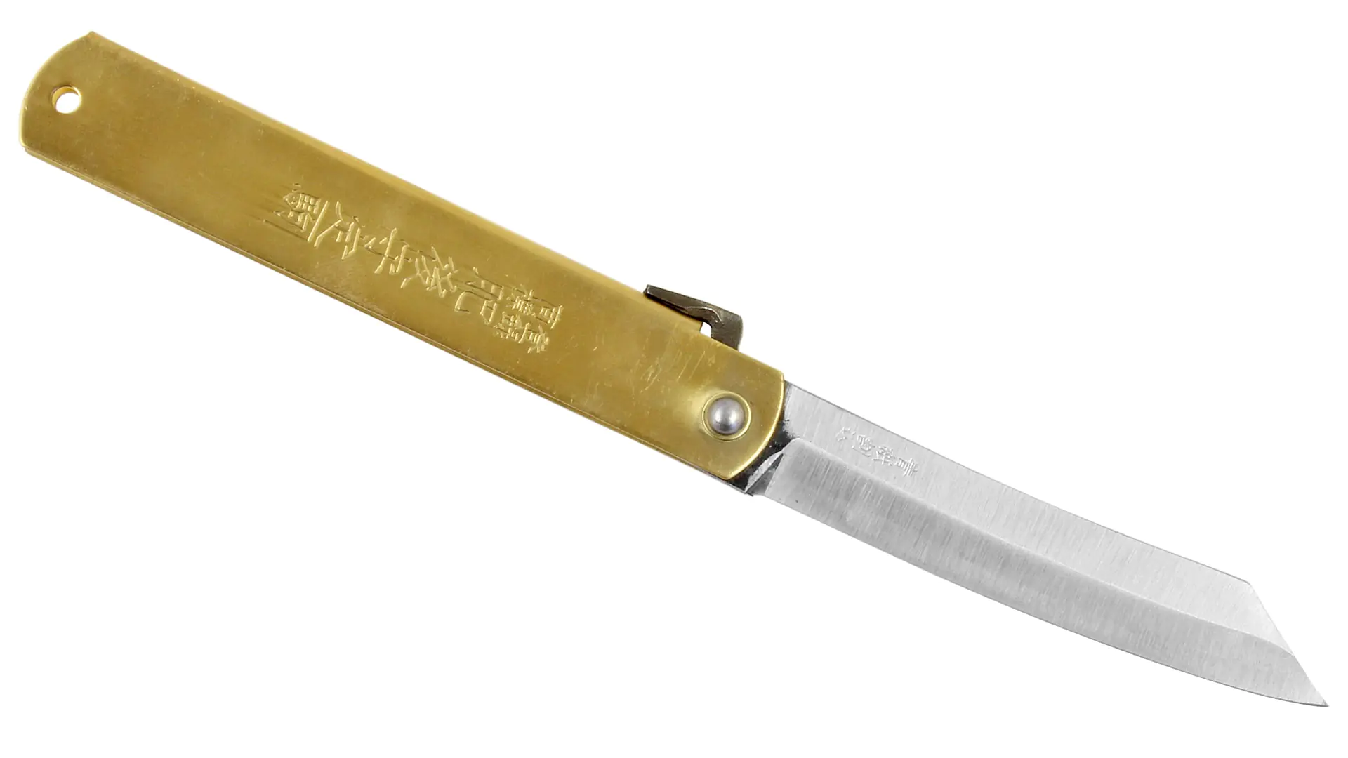 Higonokami - Coltello giapponese tascabile tradizionale con manico in ottone lama 90 mm  NAGAO