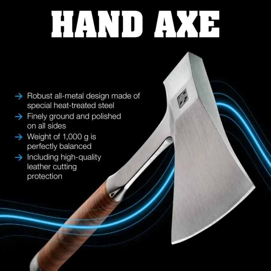 Ascia a mano con impugnatura in pelle