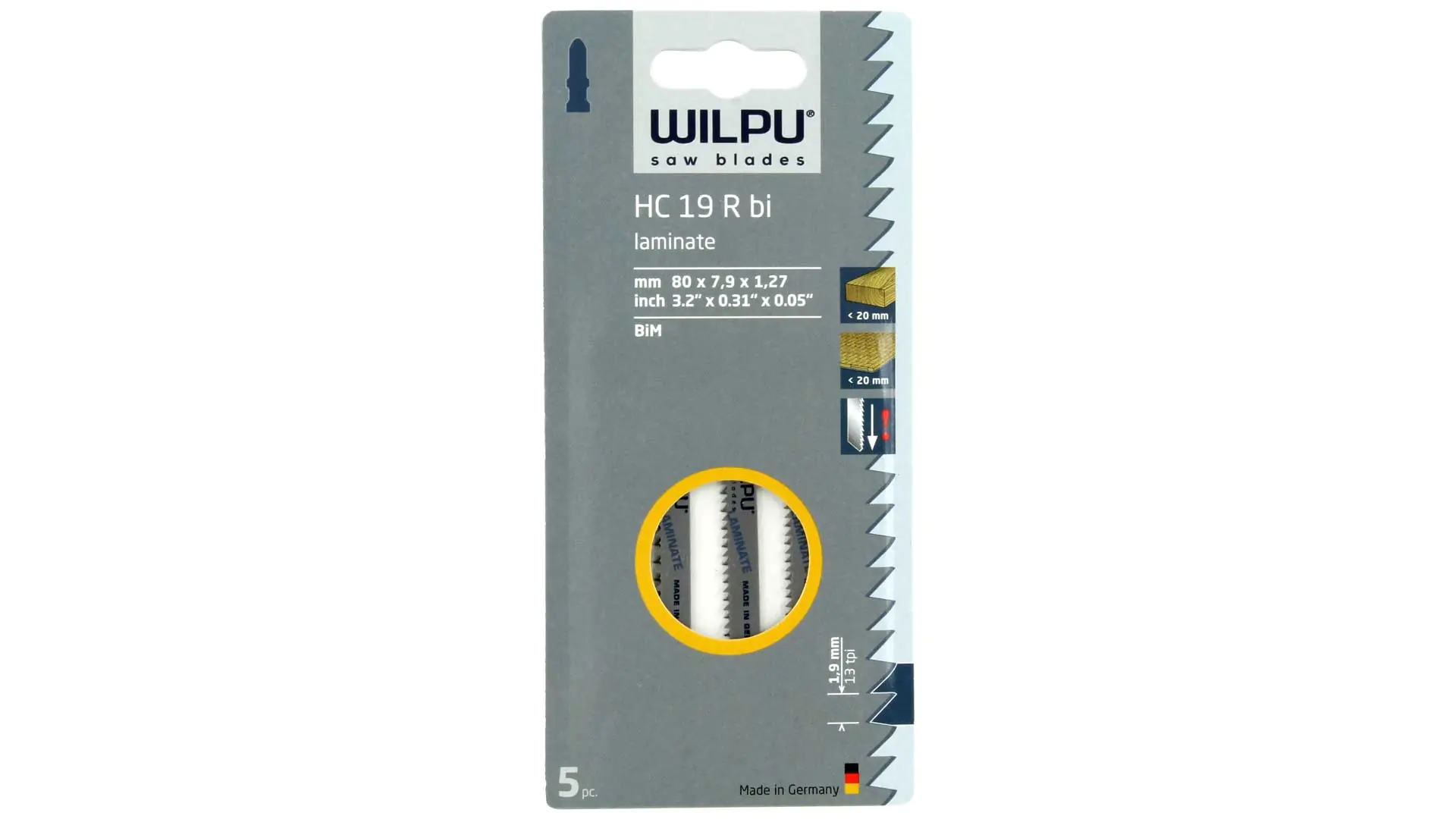 Set di 5 lame per sega a coda HC 19 R bi LAMINATOR WILPU