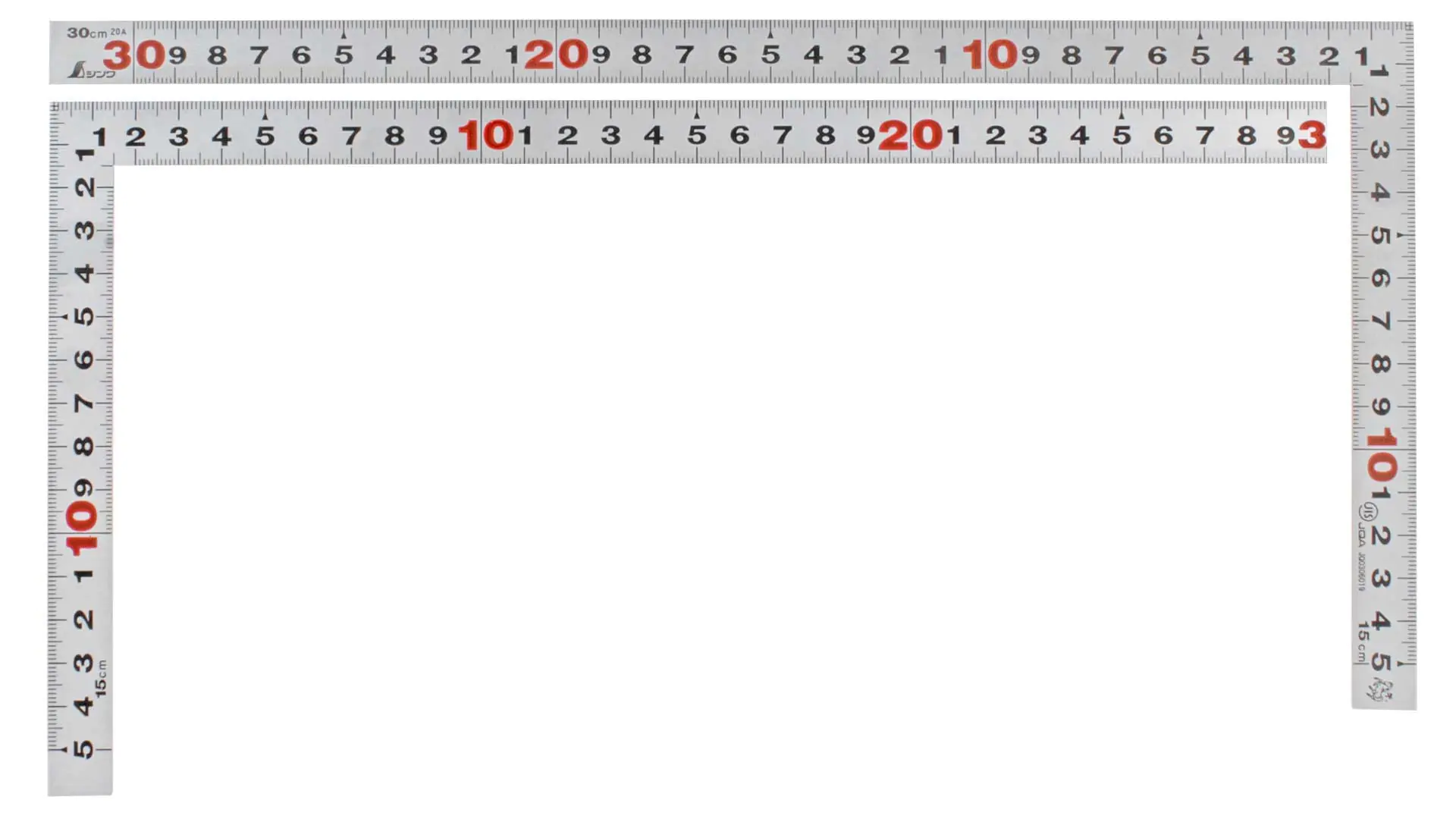 Squadra da carpentiere giapponese rigida, superficie placcata al cromo, 30 cm, cross section 15 x 1 mm SHINWA Squadra da carpentiere giapponese rigida, superficie placcata al cromo, 30 cm, cross section 15 x 1 mm SHINWA