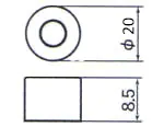 Bolla rotonda diametro = 20 mm altezza = 8.5mm Bolla rotonda diametro = 20 mm altezza = 8.5mm