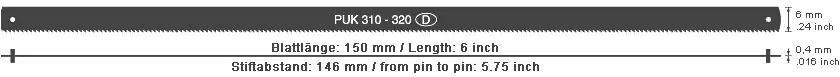 Dozzina di lame universali per sega a mano PUK 310 lunghezza lama 150 mm