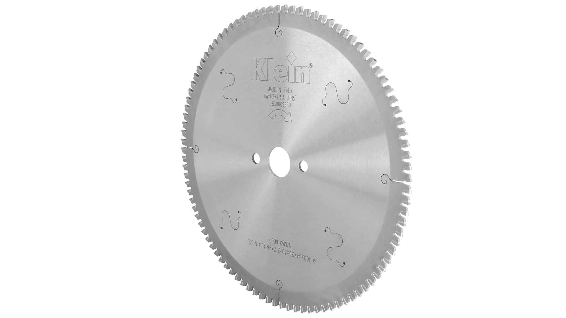 Lama Circolare HW D=300mm d=30mm B=3.4mm c=2.6mm Z=96 Dente piatto/Dente trapezio negativo 5° for alluminio, PVC e metalli non ferrosi KLEIN
