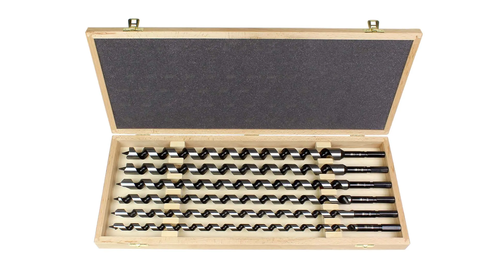 Set di trivella a elica 12-14-16-18-20-22 mm lunghezza di taglio 390 mm lunghezza totale 460 mm in scatola di legno FISCH Set di trivella a elica 12-14-16-18-20-22 mm lunghezza di taglio 390 mm lunghezza totale 460 mm in scatola di legno FISCH