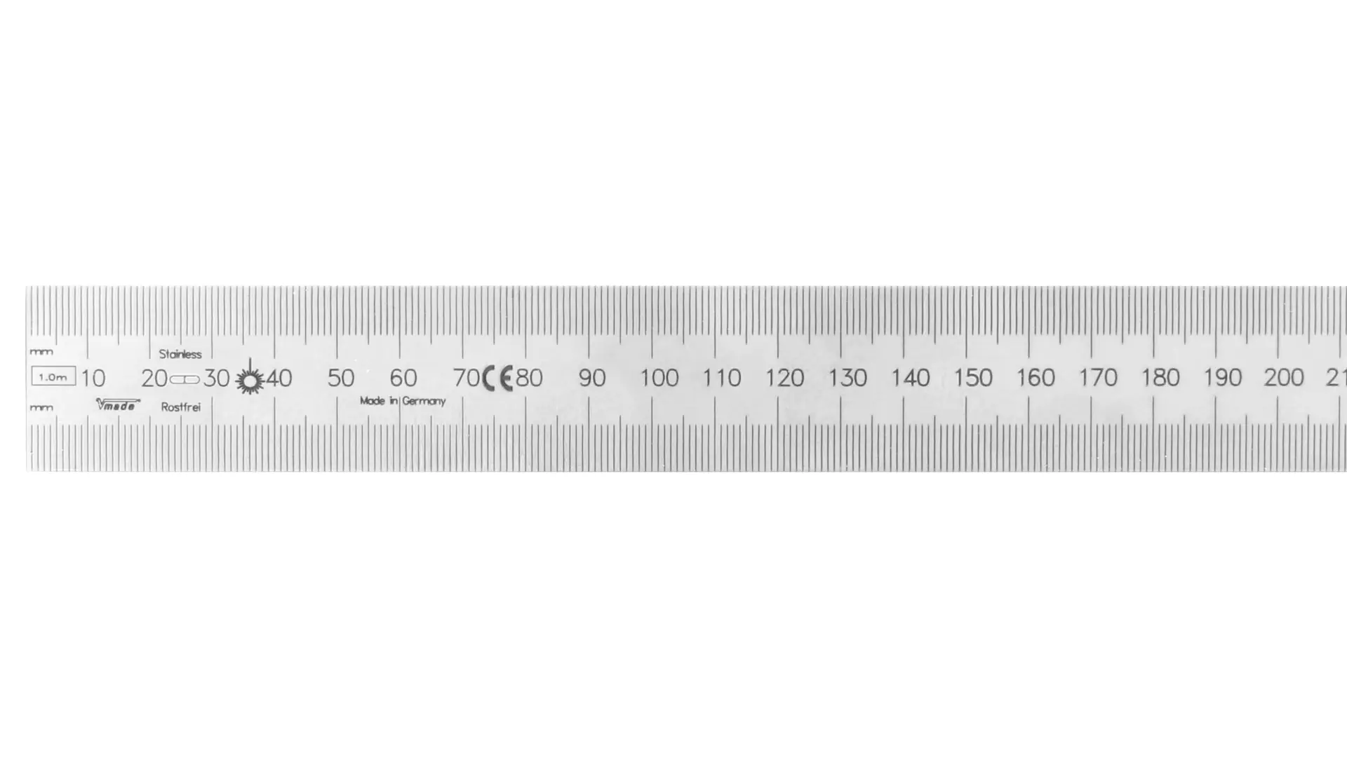 Riga in acciaio 1000 x 30 x 1 mm lettura da sinistra a destra graduazione mm incisa a laser VOGEL