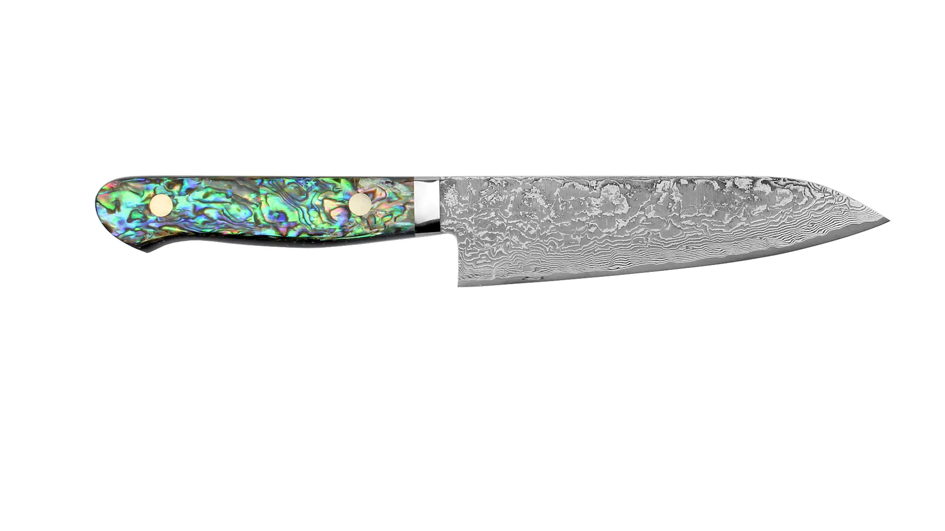 Petty - small knife core R2-Steel stainless each side 16 layers blade length 135 mm Abalone handle ITO