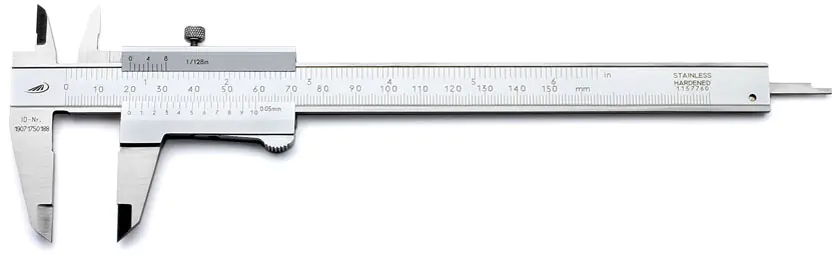 Calibro a nonio DUO-FIX tascabile 150 mm con vite di bloccaggio e dispositivo di bloccaggio PREISSER