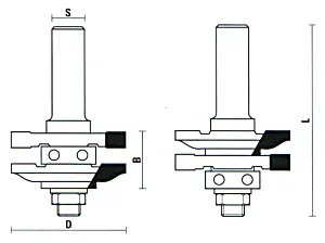Frese componibili per incastri profilati maschio femmina (3) con cuscinetto a sfera TCT D=41mm B=22mm L=70mm S=8mm KLEIN