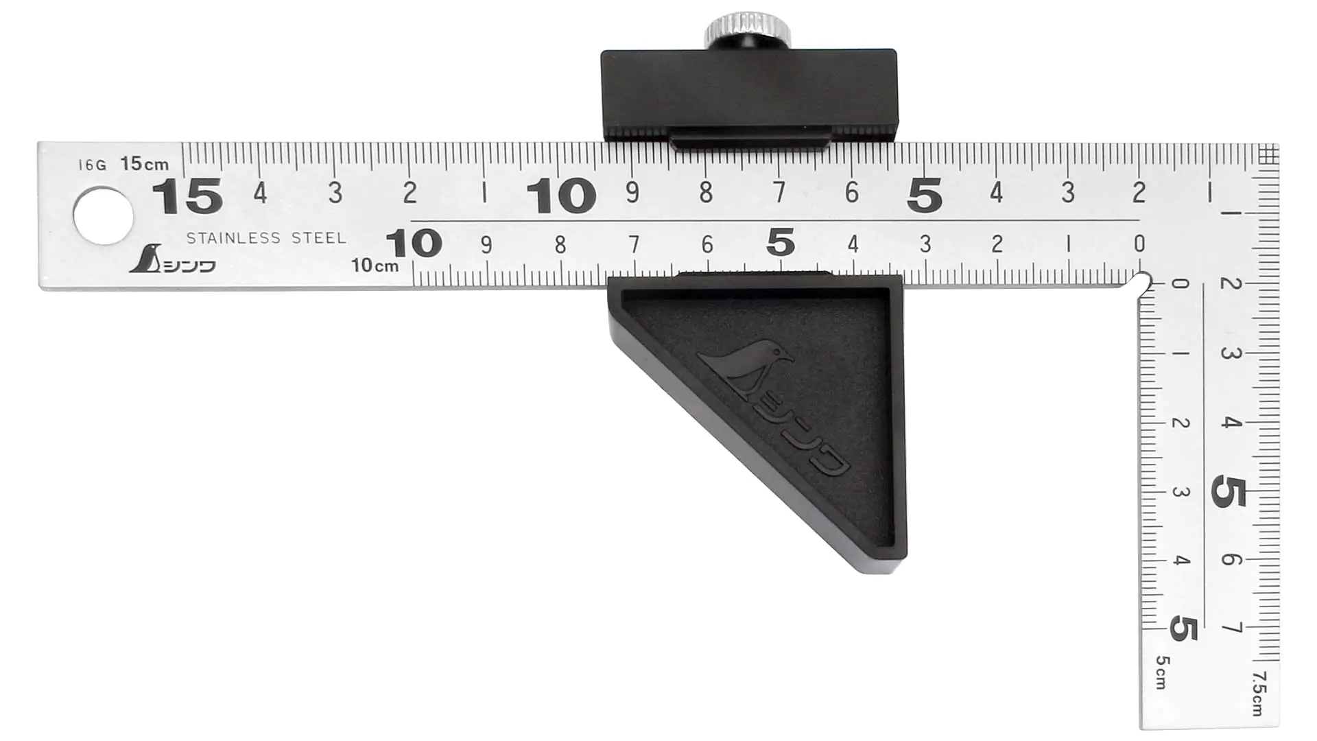 Squadra giapponese da carpentiere in miniatura 15 cm cross section 20 x 2 mm con stopper SHINWA Squadra giapponese da carpentiere in miniatura 15 cm cross section 20 x 2 mm con stopper SHINWA