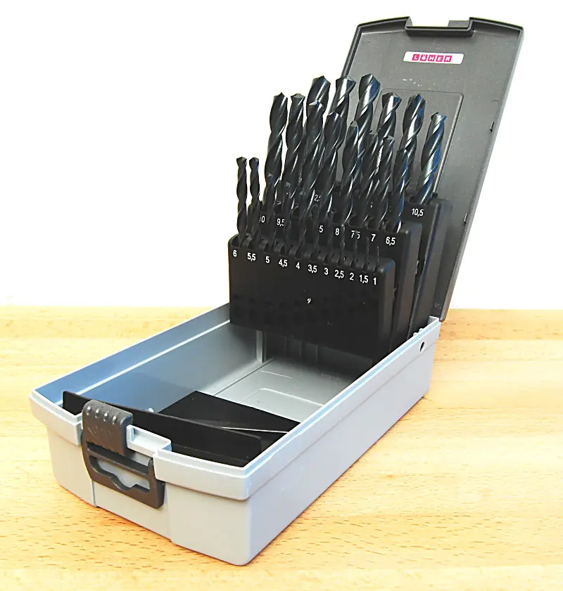 Set punte elicoidali HSS 1,0 - 13,0 mm con incremento di 0,5 mm LOEHER-LB2 840/01 punte rullate -  in custodia di plastica
