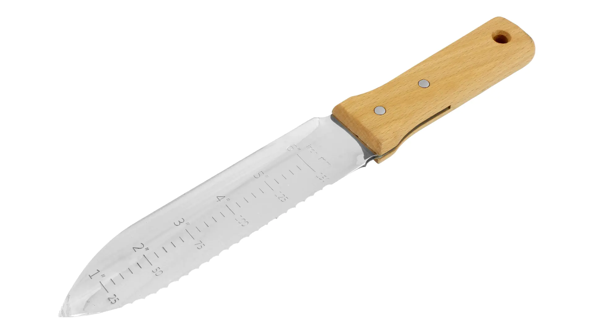 Coltello giapponese per piantare HORI HORI con lama in acciaio inox e manico in legno NISAKU