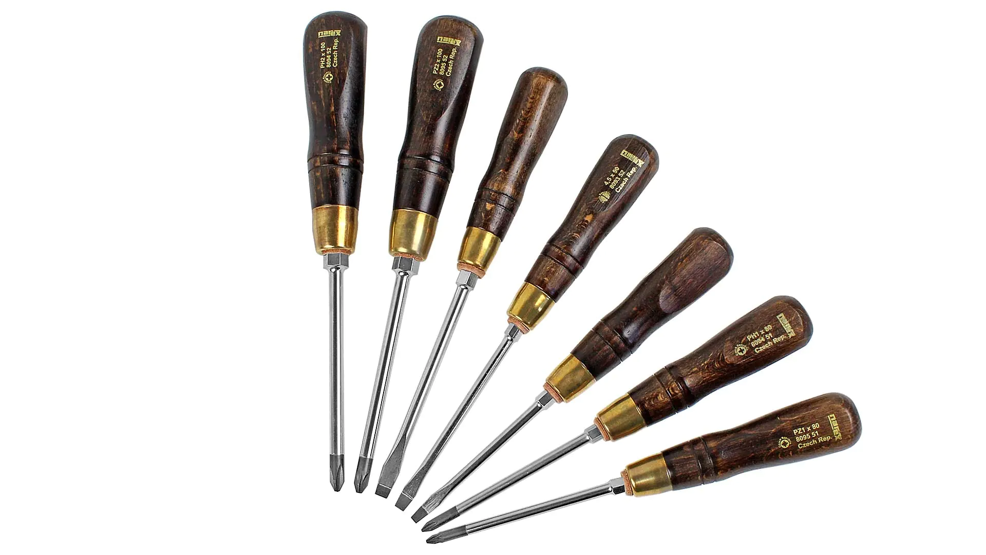 7 Pcs Screwdriver Set in wooden box Wood Line Plus NAREX