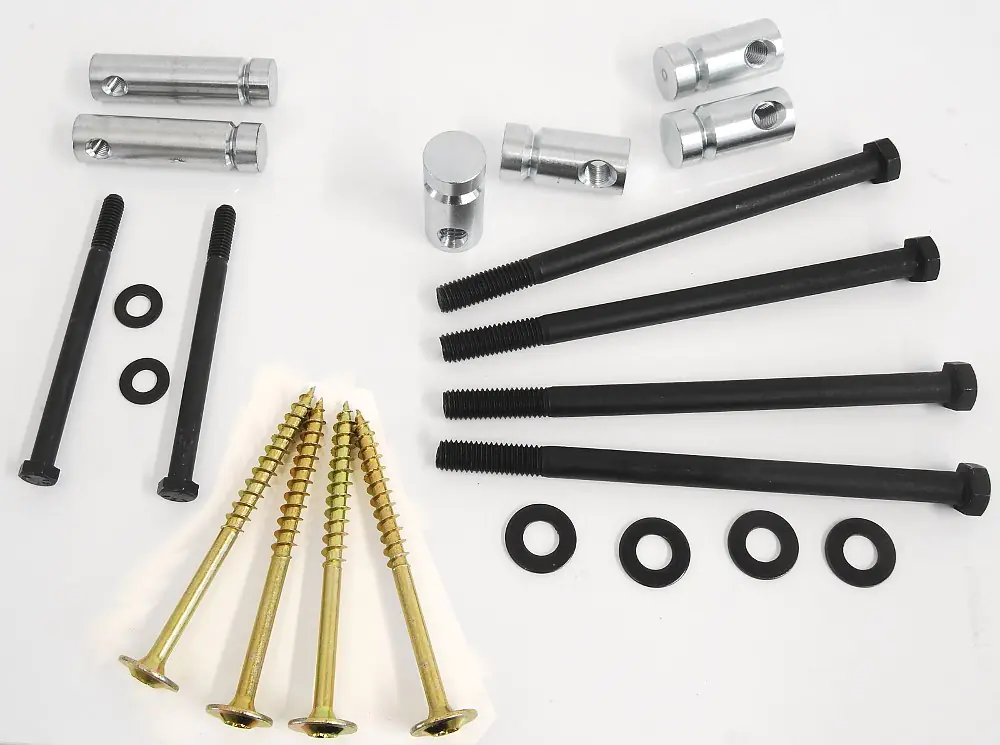 Il pacco di ferramenta per costruzione del banco costituito da 4 dadi a barile e 2 dadi terminali a barile BENCHCRAFTED Il pacco di ferramenta per costruzione del banco costituito da 4 dadi a barile e 2 dadi terminali a barile BENCHCRAFTED