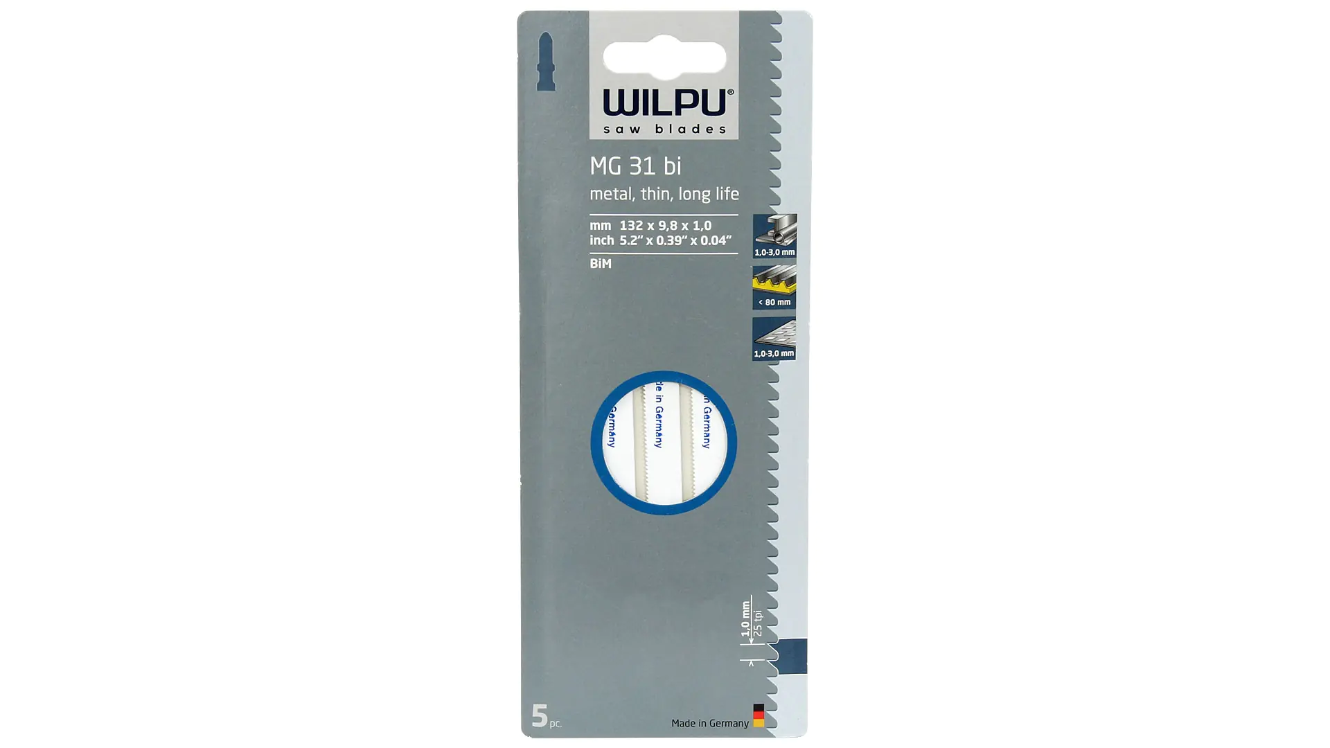 Set di 5 lame per sega a coda MG 31 bi WILPU