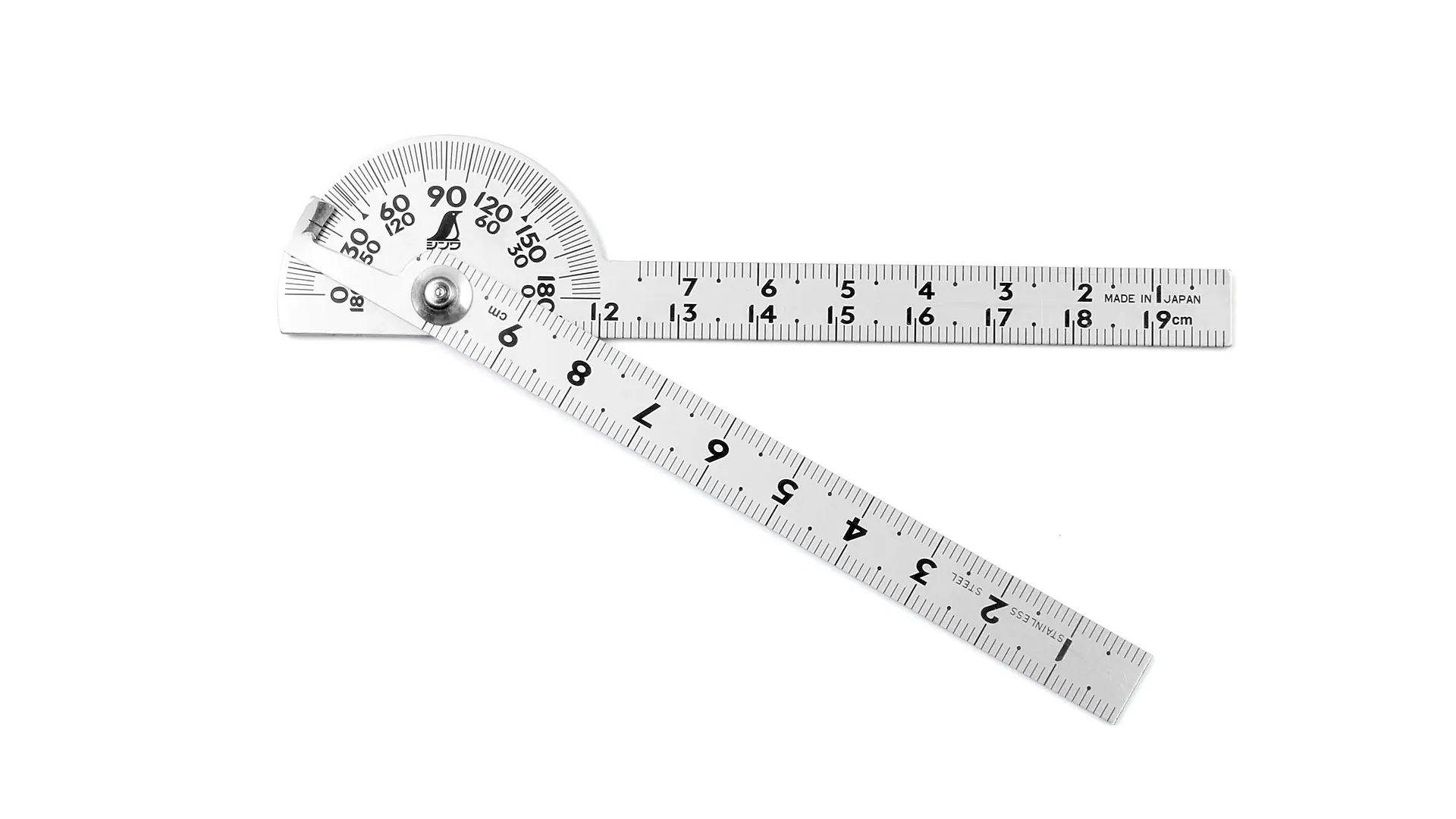Goniometro mini con base semicircolare e due lame SHINWA Goniometro mini con base semicircolare e due lame SHINWA