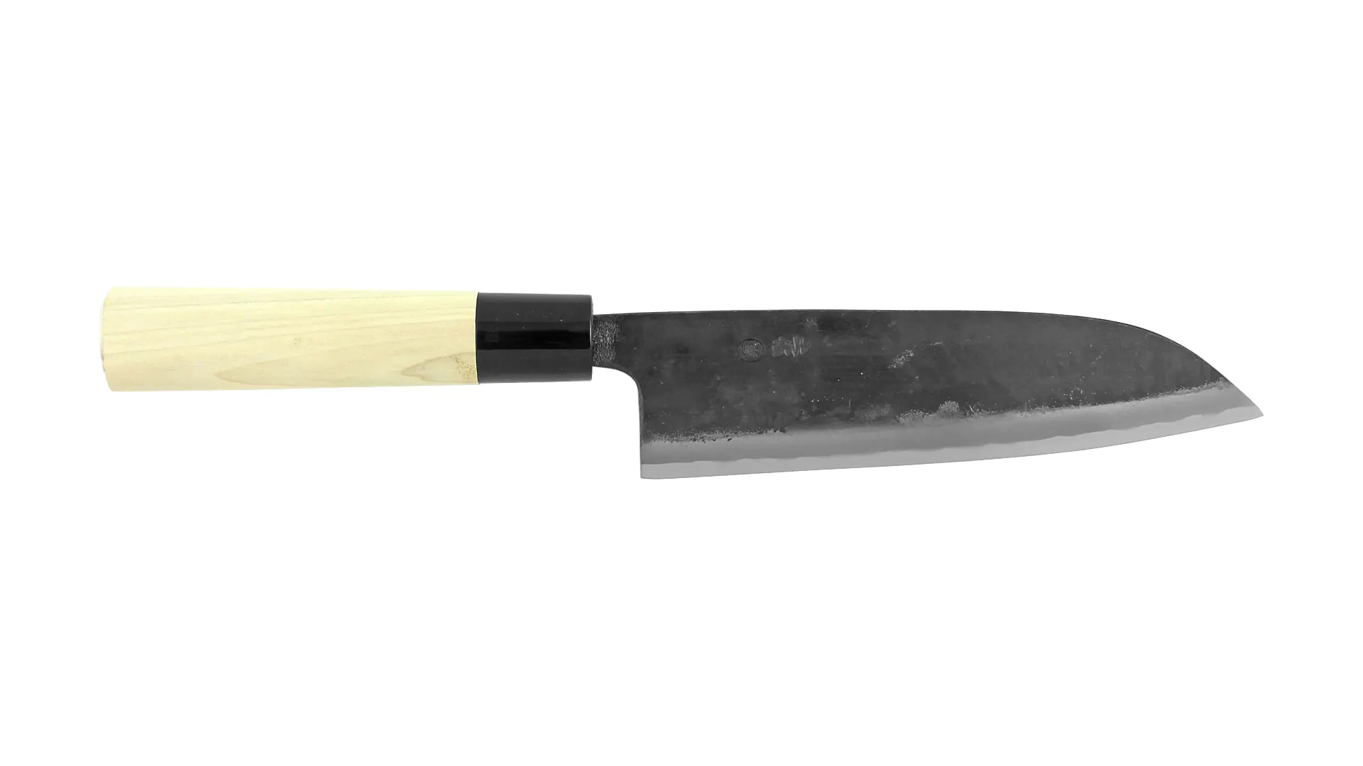 Santoku - Coltello giapponese nero multiuso in acciaio bianco lama 165 mm Sontoku