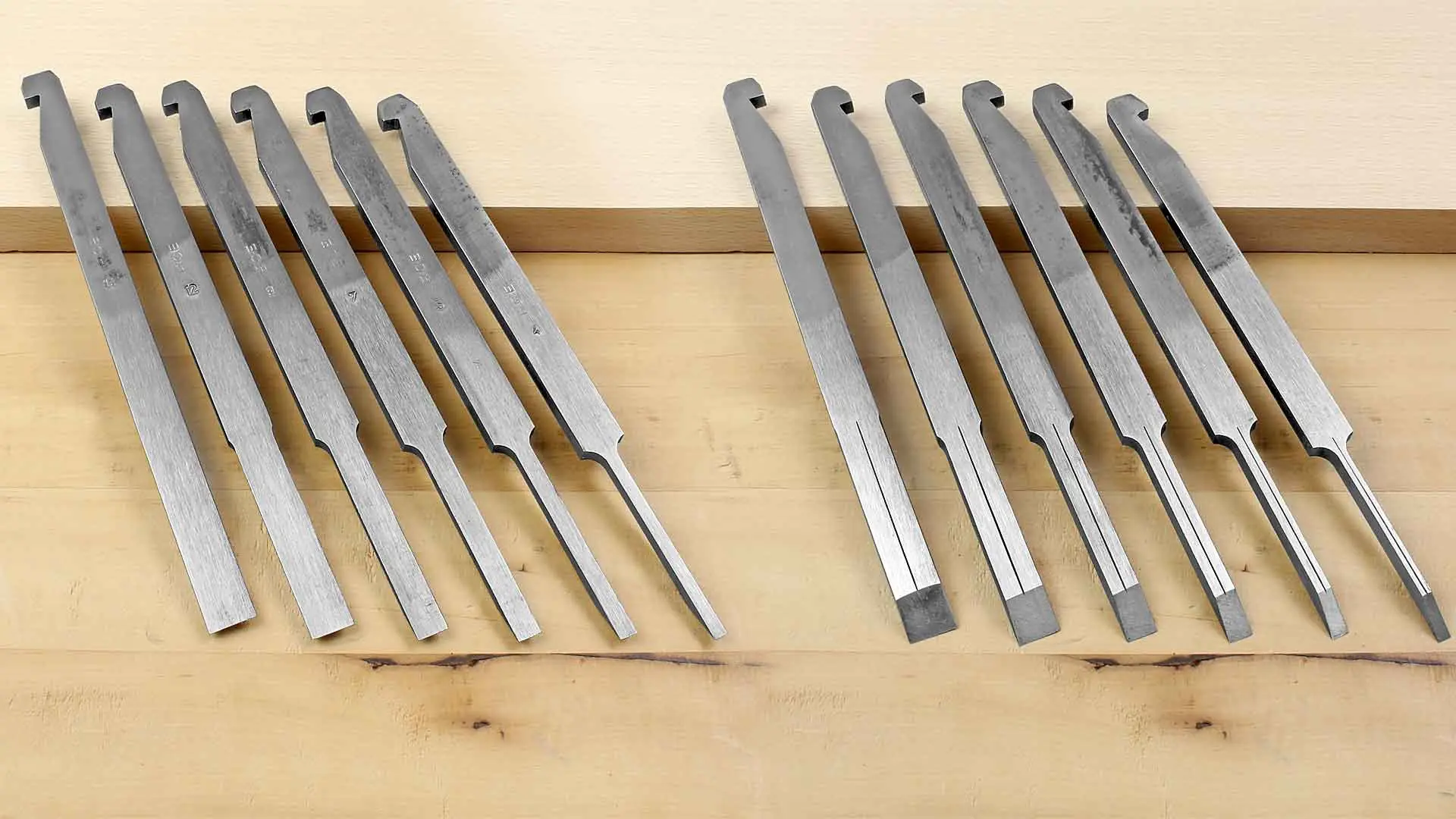 Set di 6 lame 4-5-7-9-12-14 mm per pialla da scanalatura ECE