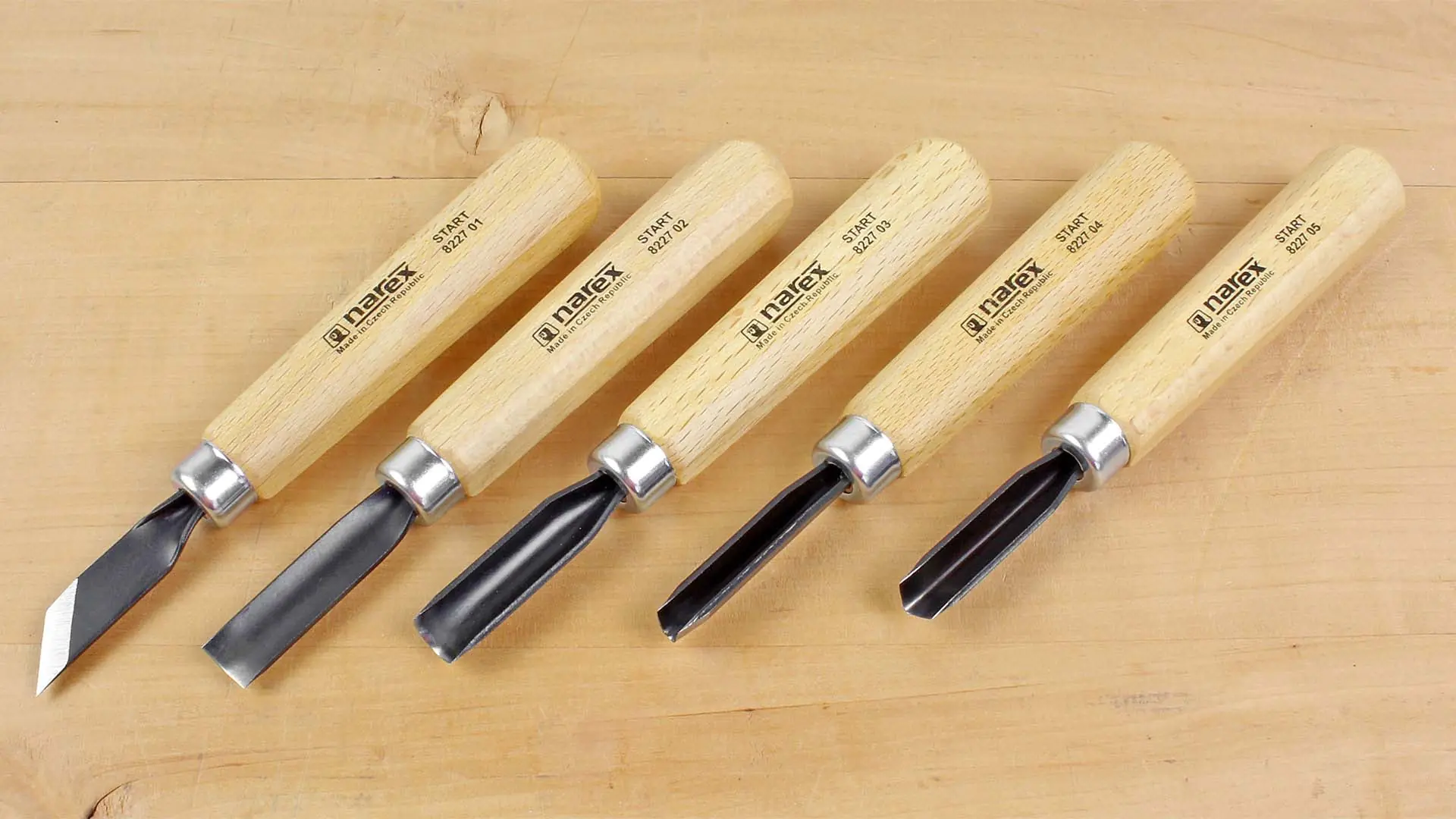 5 Pcs set carving chisels Start in leather tool roll NAREX 5 Pcs set carving chisels Start in leather tool roll NAREX