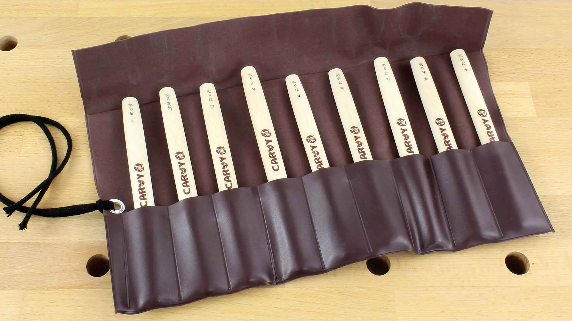 CARVY Set di 9 sgorbie giapponesi lunghezza maniglia 145 mm lunghezza totale 175 mm CARVY Set di 9 sgorbie giapponesi lunghezza maniglia 145 mm lunghezza totale 175 mm