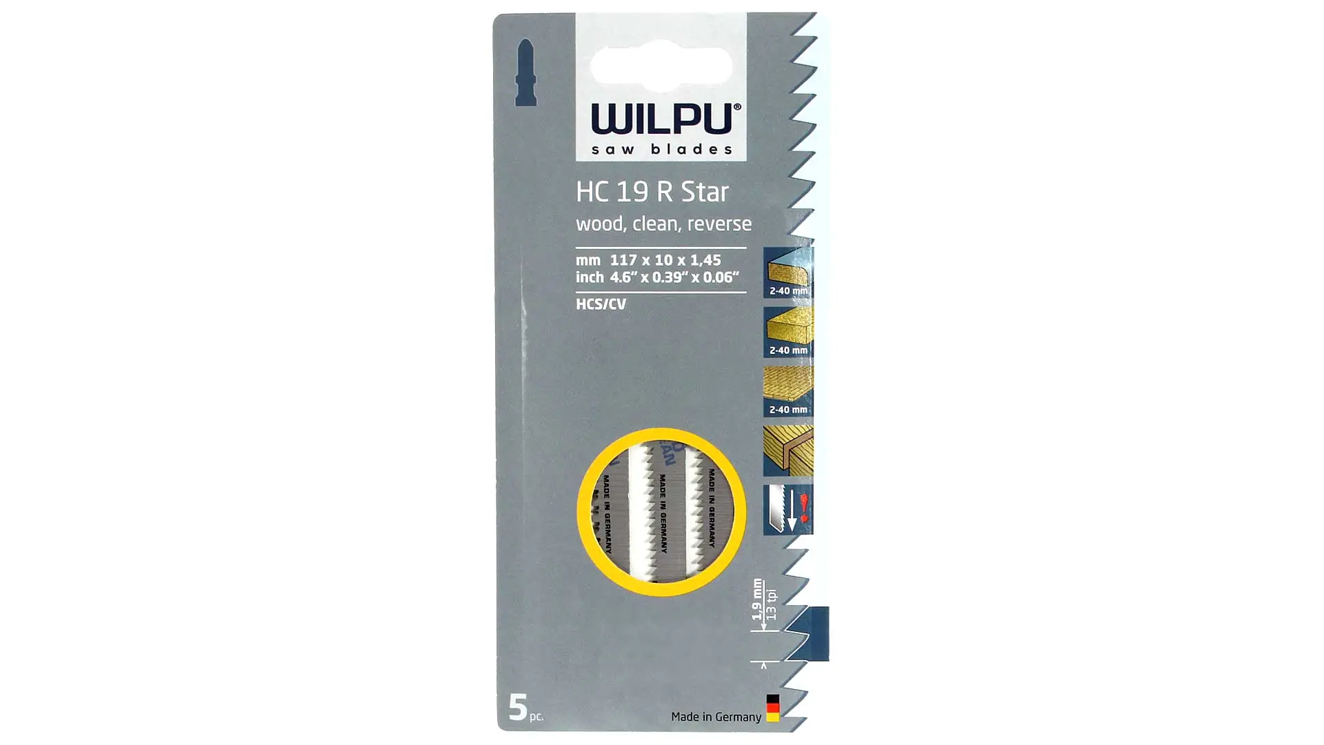 Set di 5 lame per sega a coda HC 19 R STAR WILPU